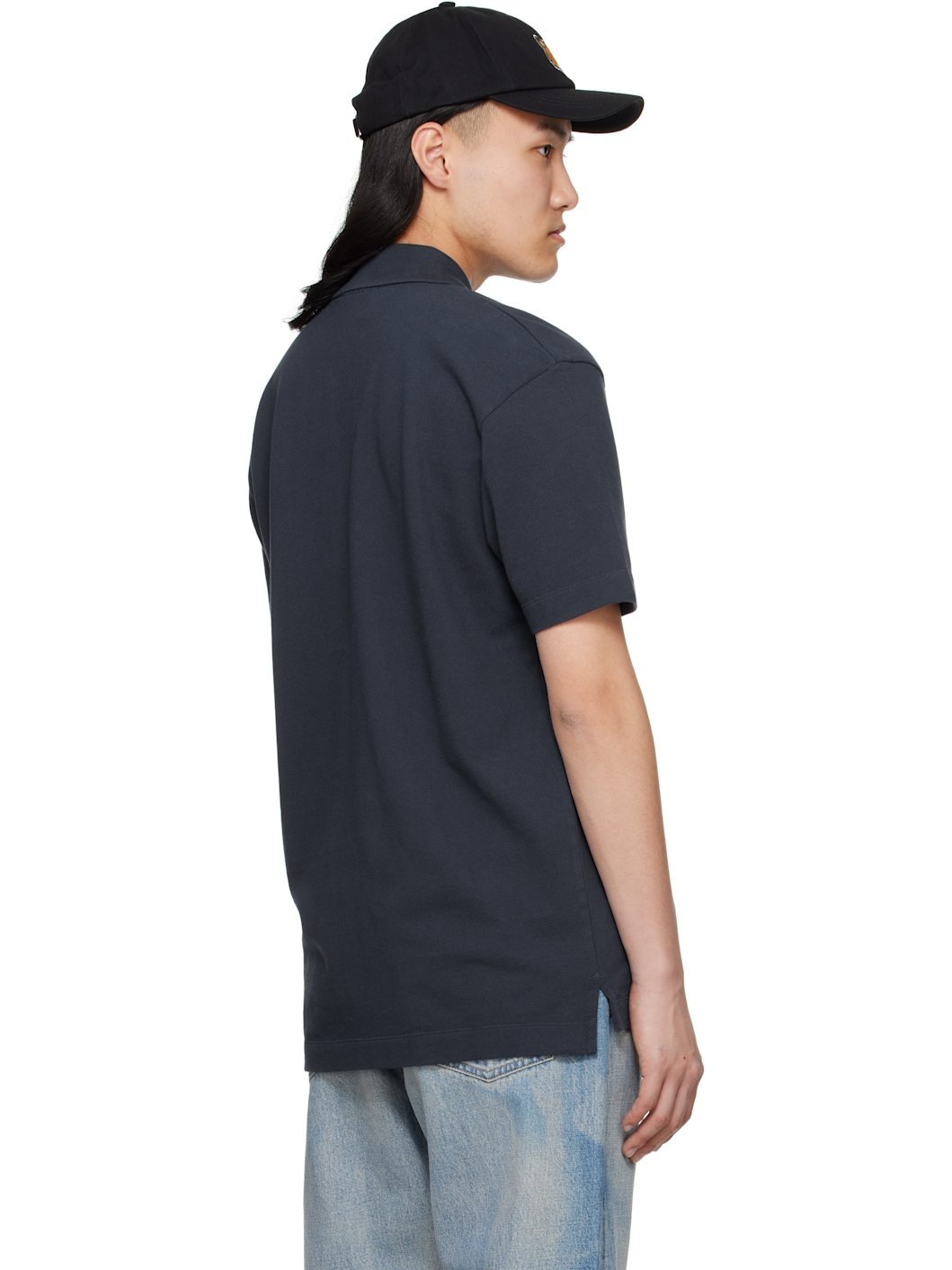Navy Bold Fox Head Patch Comfort Polo - 3