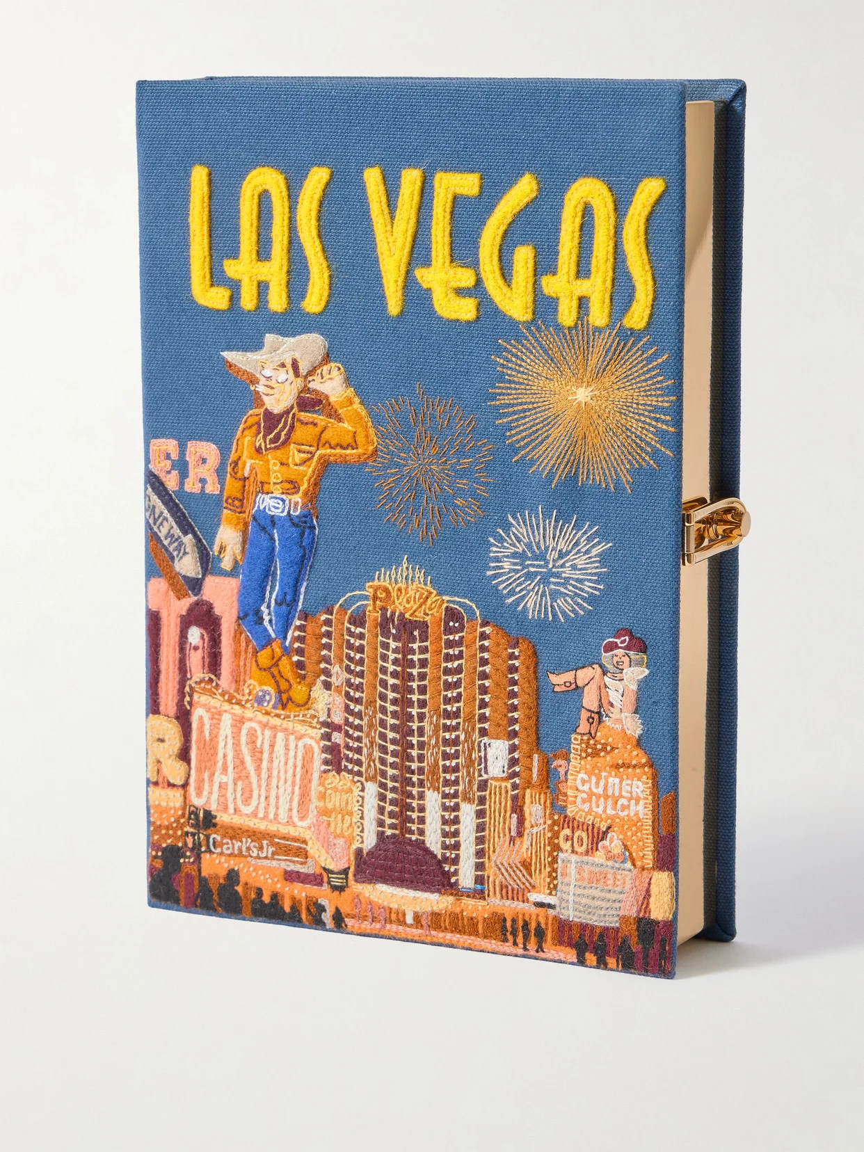 Las Vegas Embroidered Appliquéd Canvas Clutch - 1