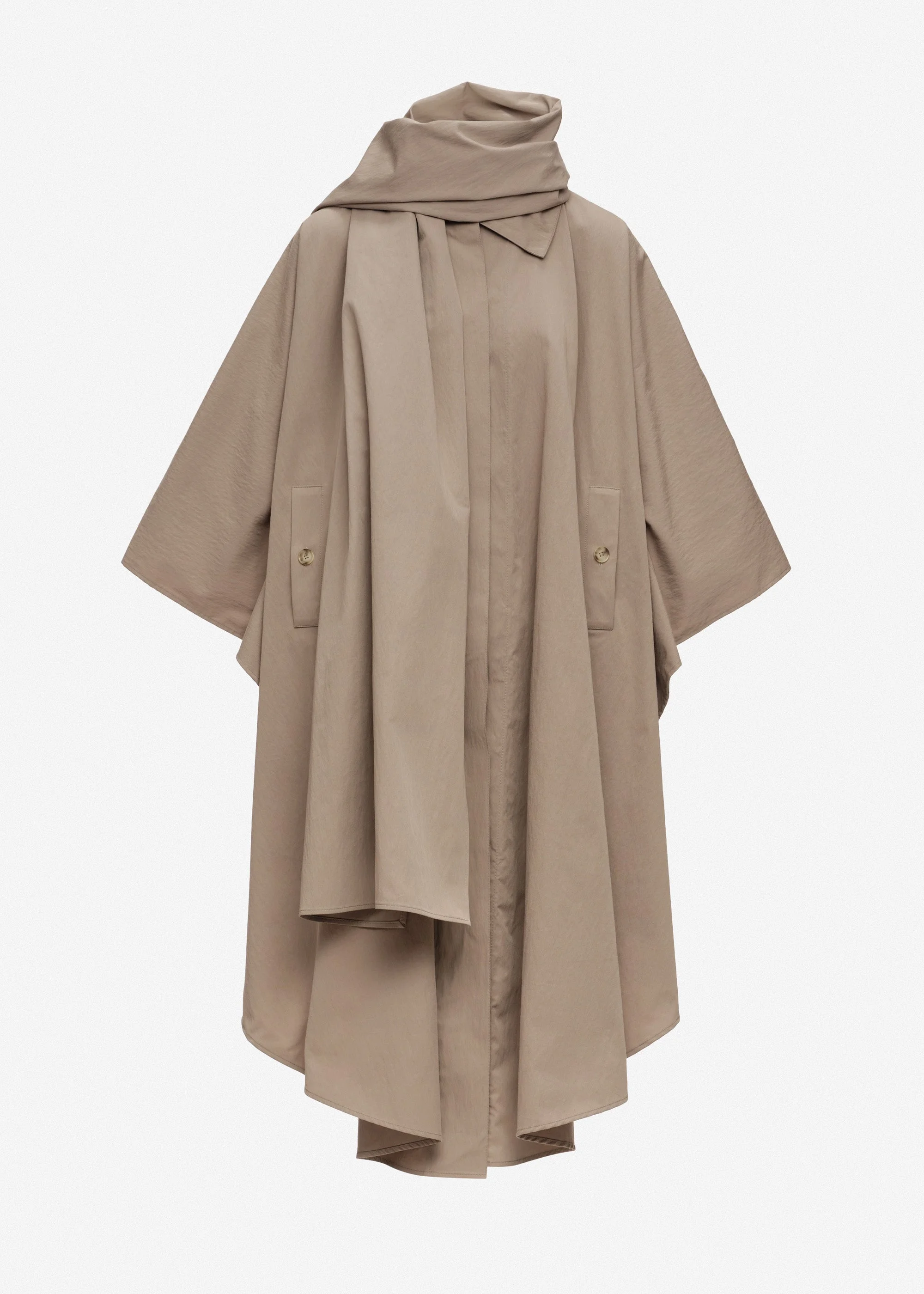 Cape-style coat with scarf in beige - 1