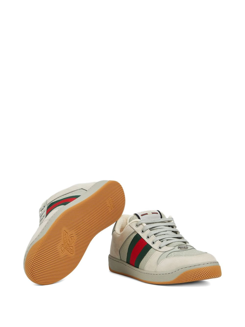 GG-pattern Web Stripe lace-up sneakers - 5