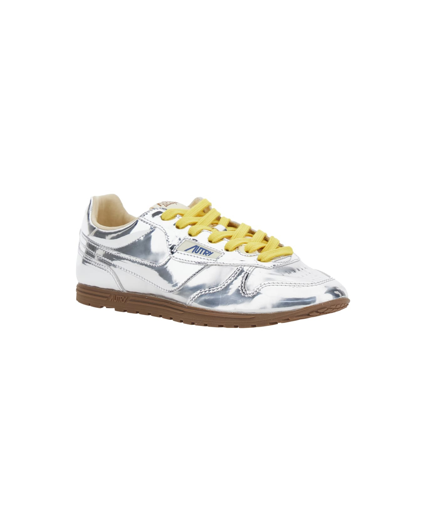 'windspin Low' Silver Colored Sneaker With Logo On The Side In Shiny Fabric Woman - 2