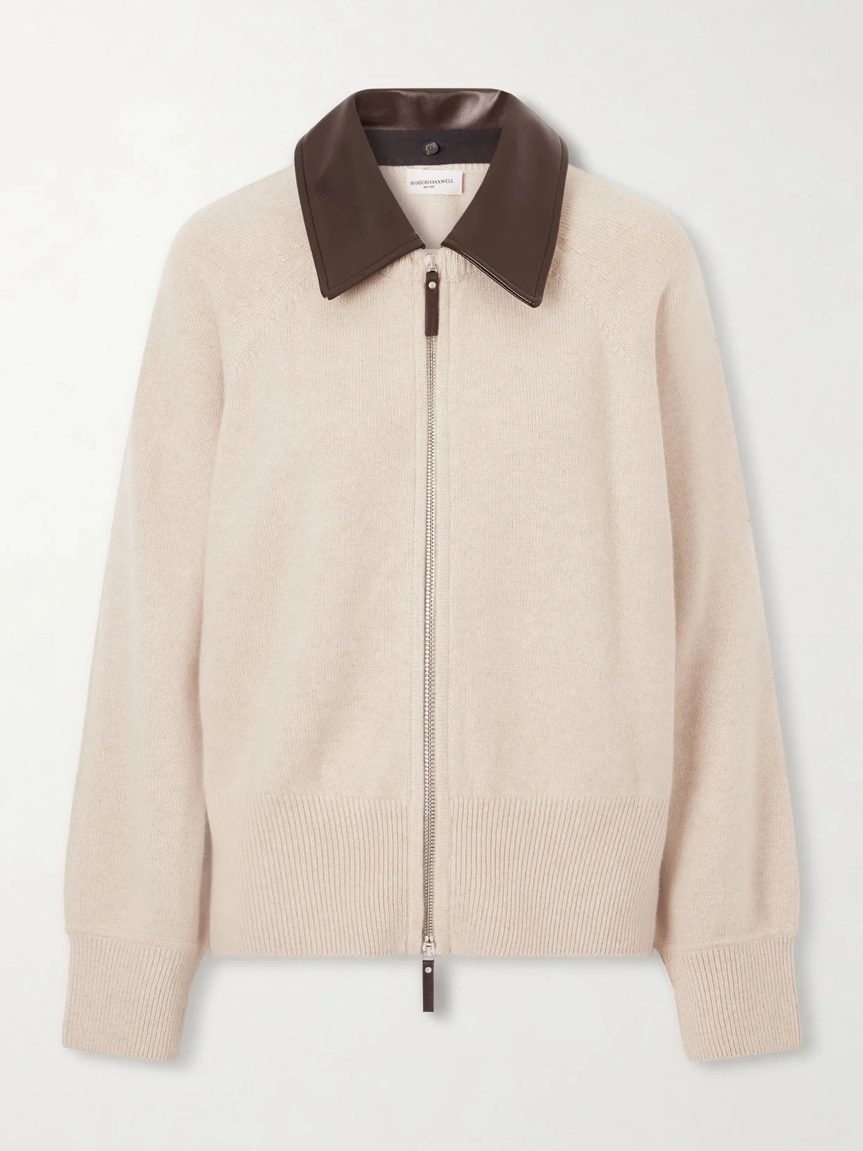 Conrad Leather-trimmed Recycled-cashmere Jacket - 1