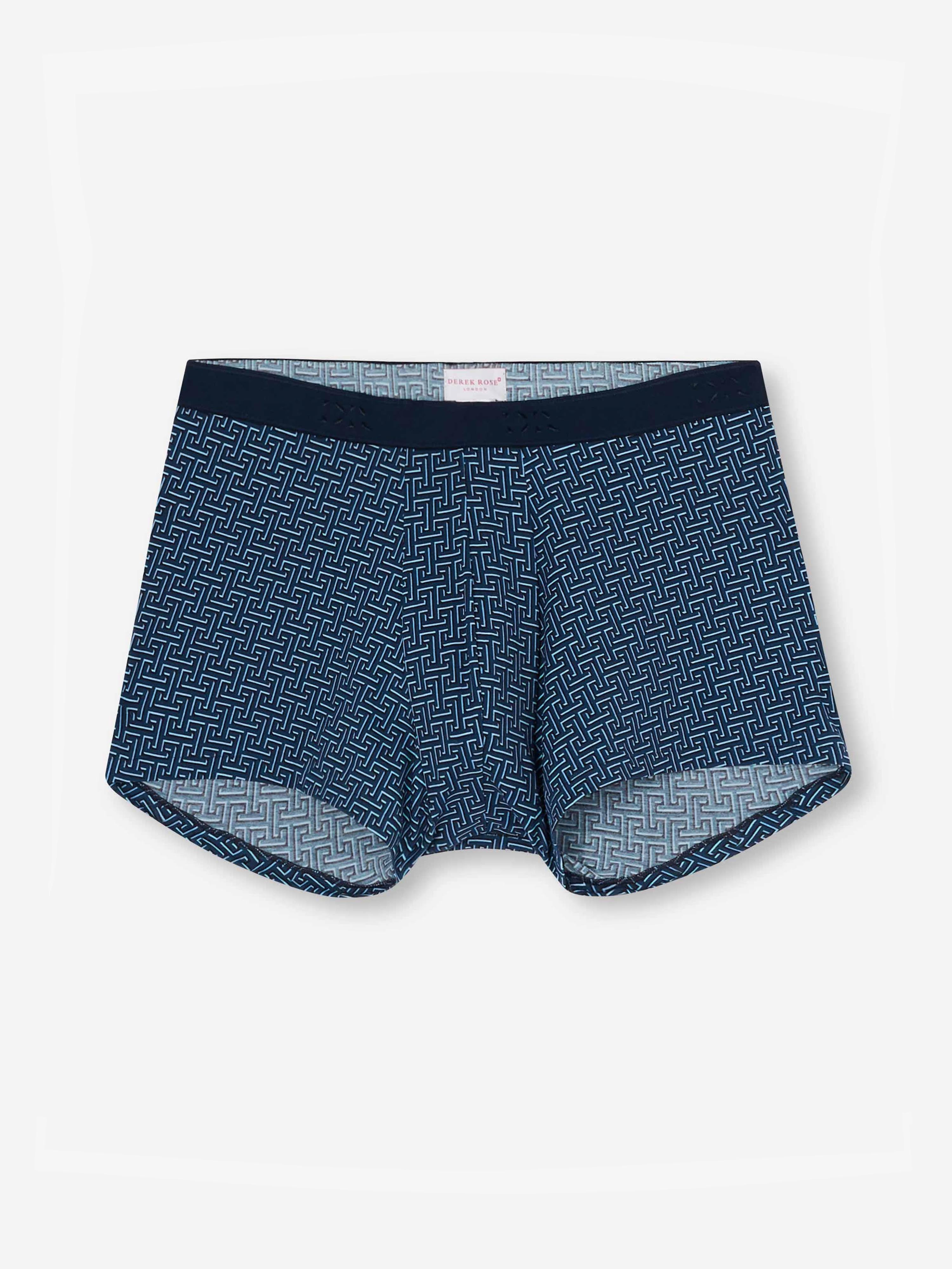 Men's Boxer Briefs Geometric 7 Pima Cotton Stretch Navy - 2