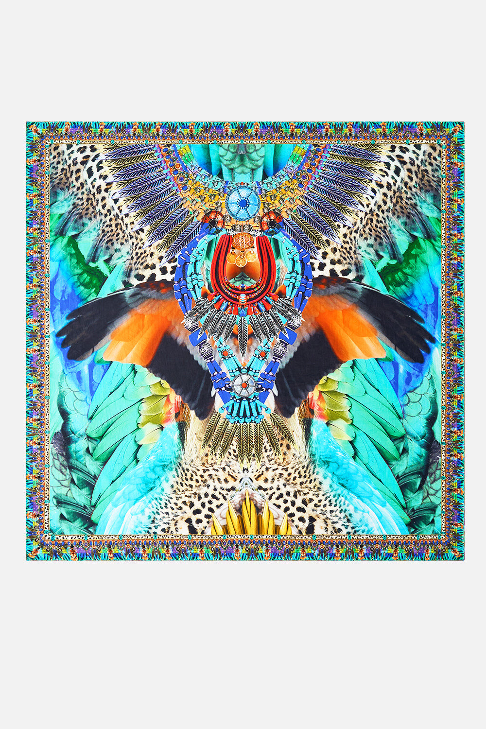 LARGE CRYSTALLED SILK SQUARE SCARF - 2