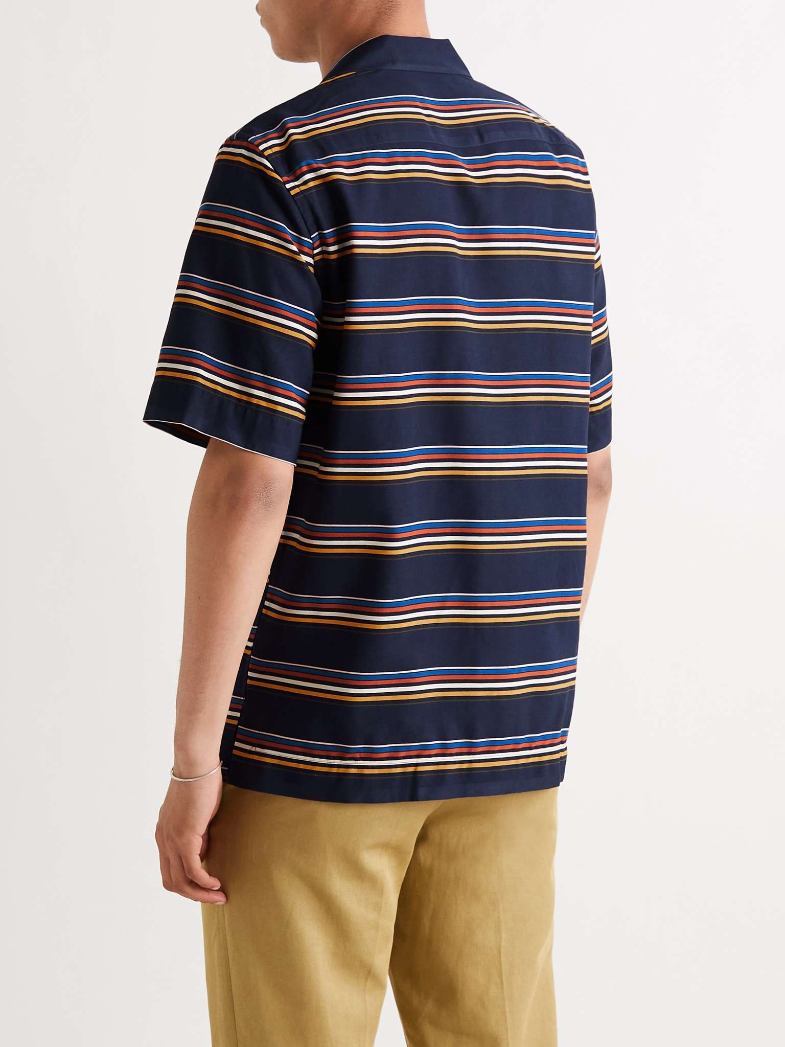 Convertible-Collar Striped Twill Shirt - 4