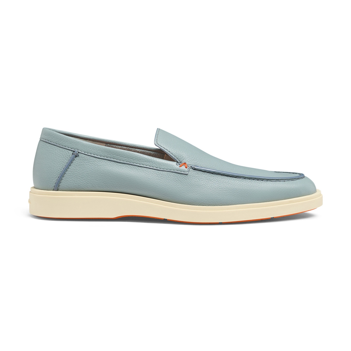 Men's light blue tumbled leather loafer - 1