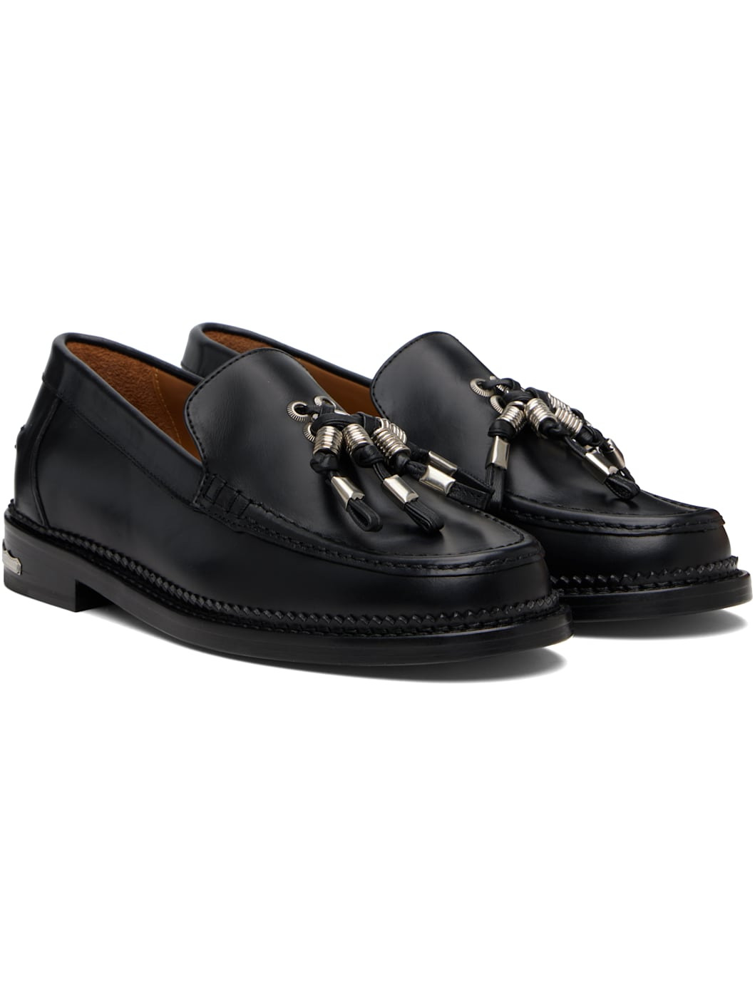 Black Hard Leather Loafers - 4