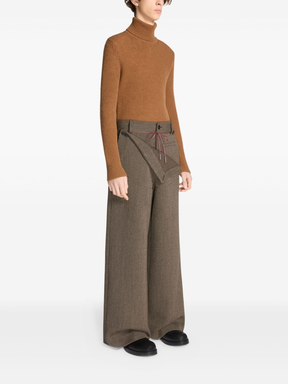 wrap-effect wool trousers - 3