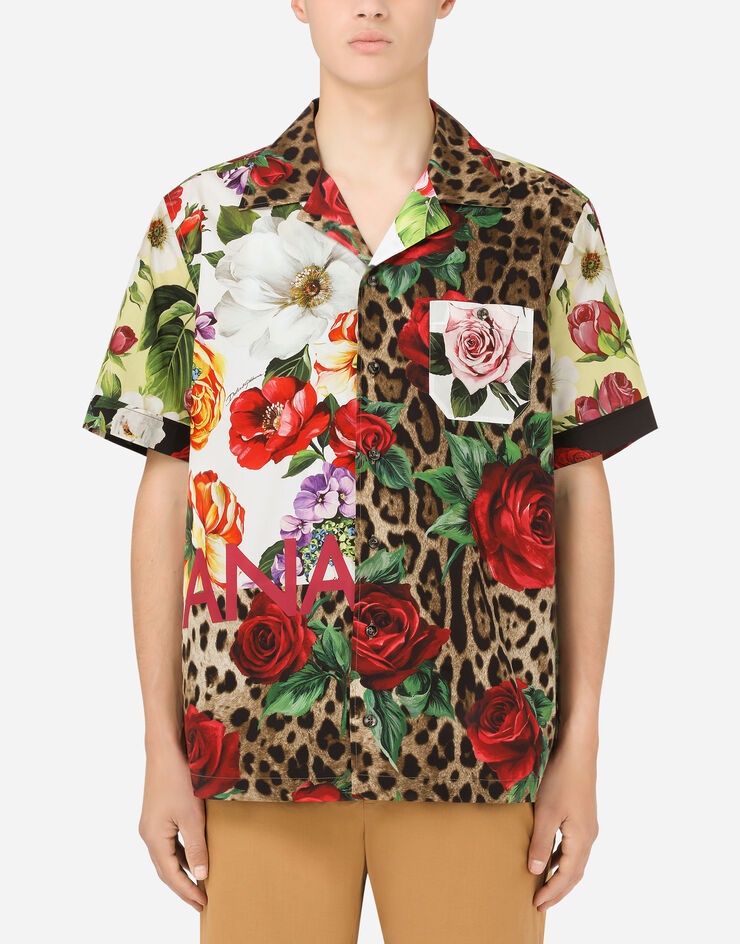 Cotton Hawaiian shirt with Flower print - 1