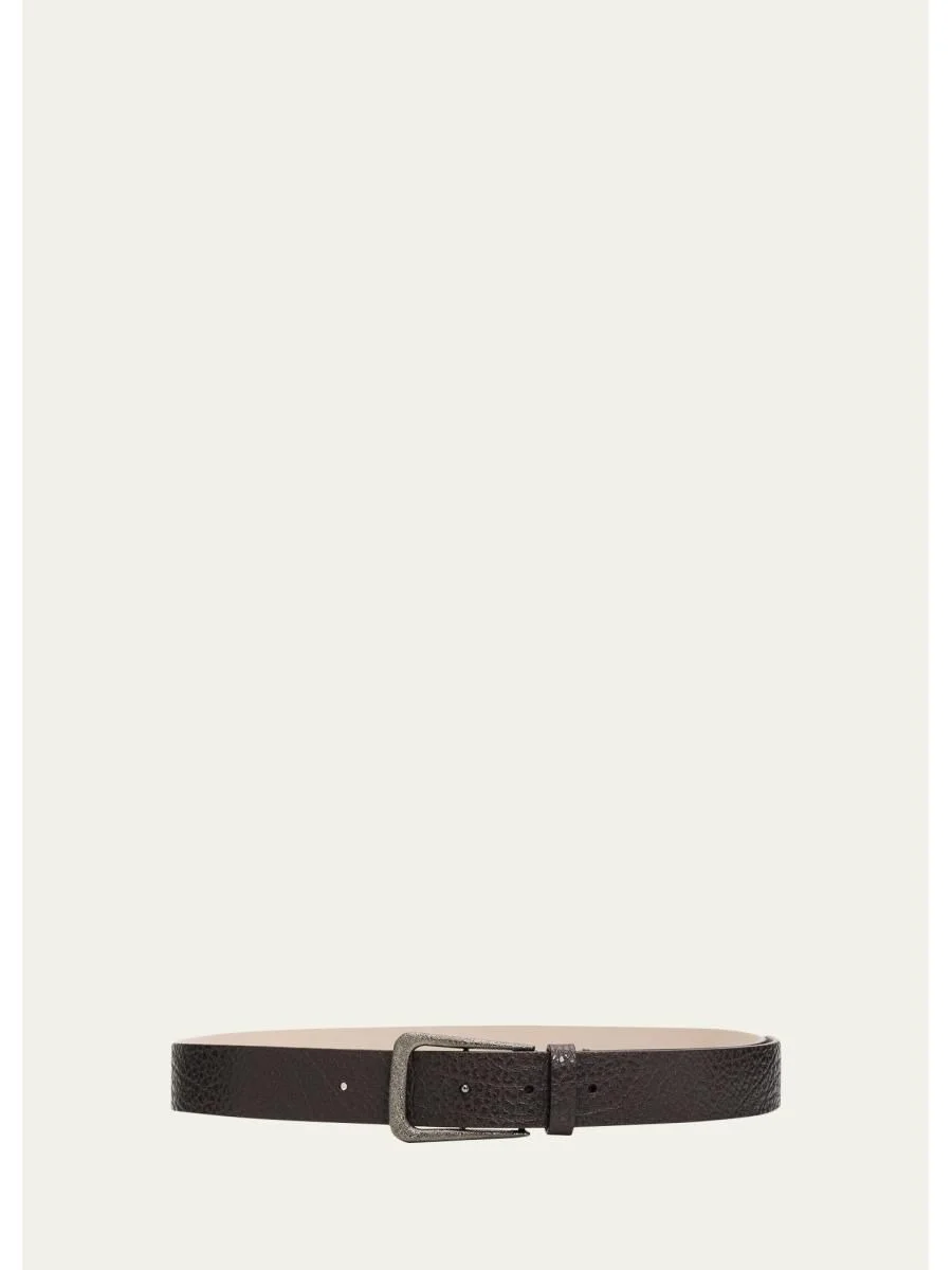 Lizard-Effect Leather Belt - 1