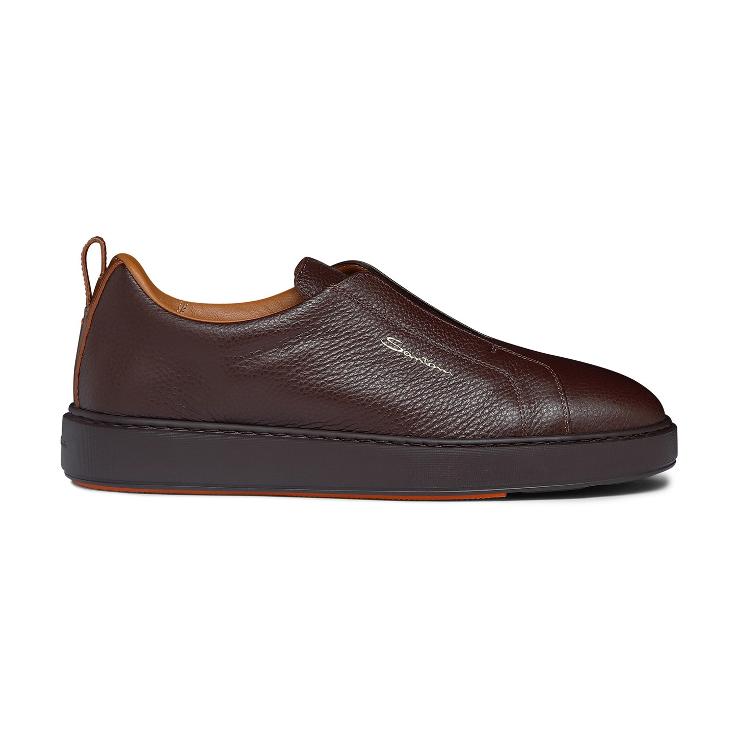 Men's burgundy tumbled leather slip-on sneaker - 1