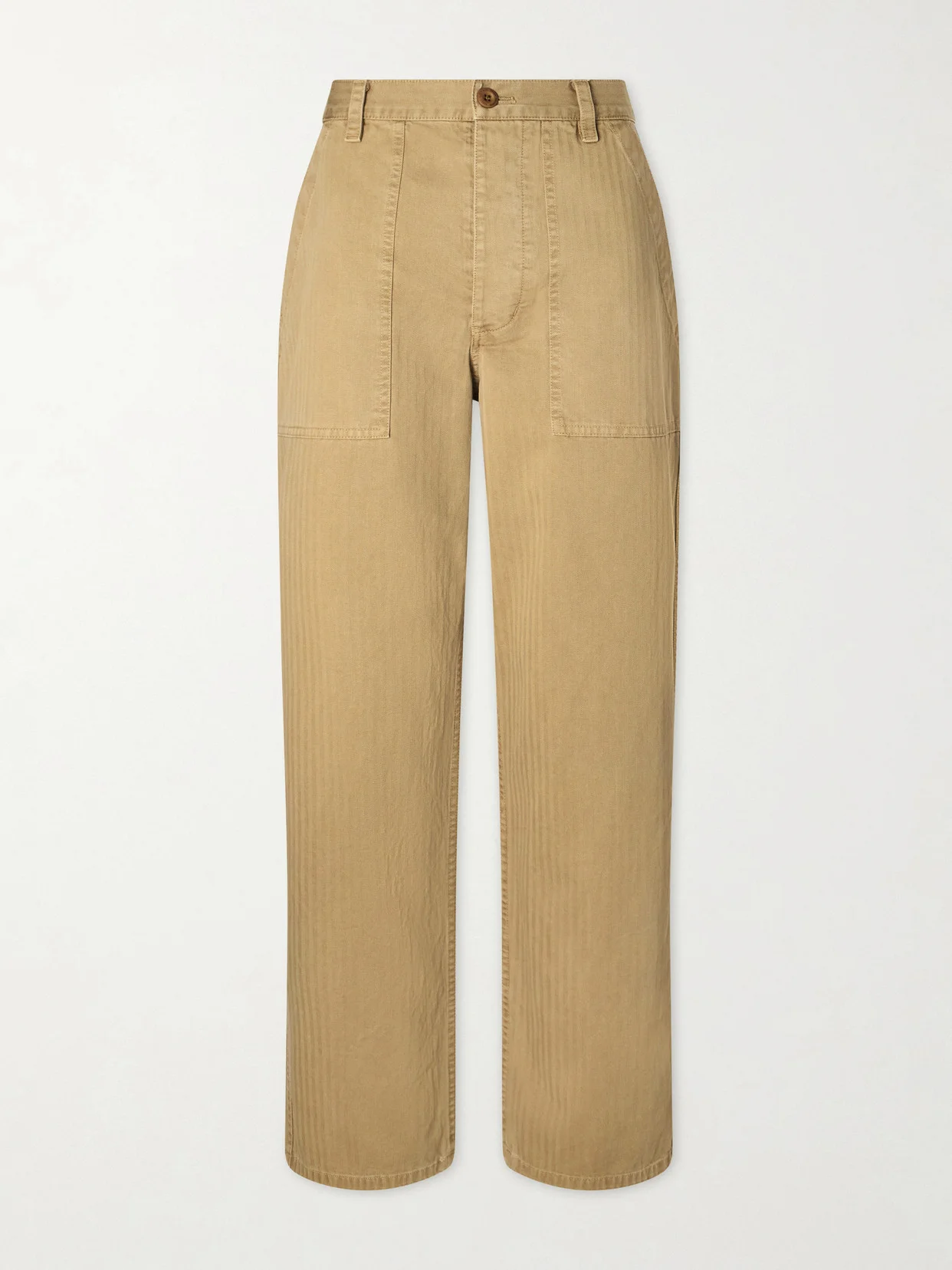 Earl Herringbone Cotton Straight-leg Pants - 1