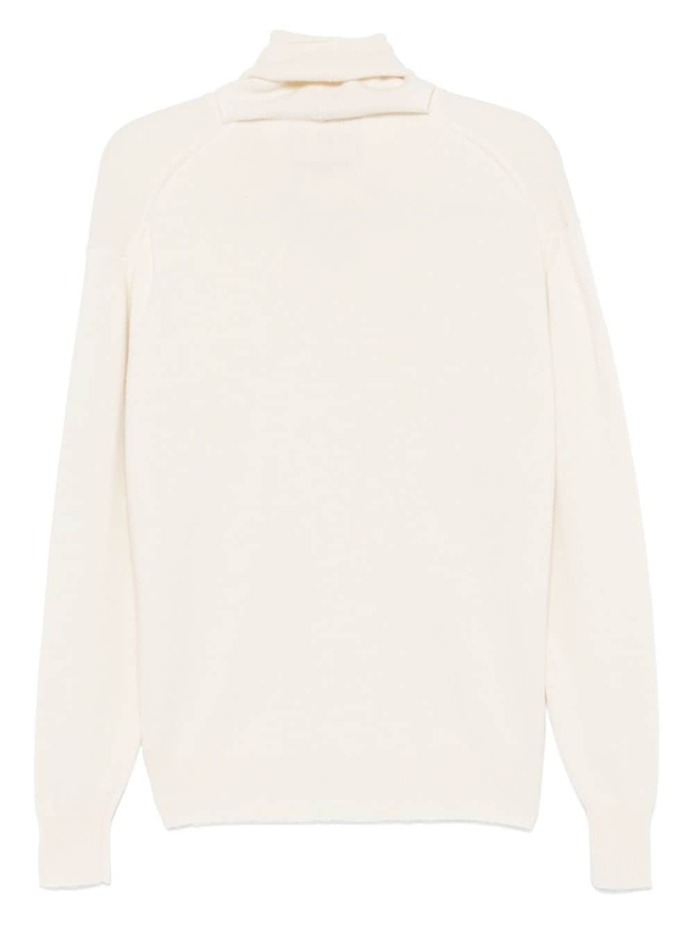shawl-embellished sweater - 2
