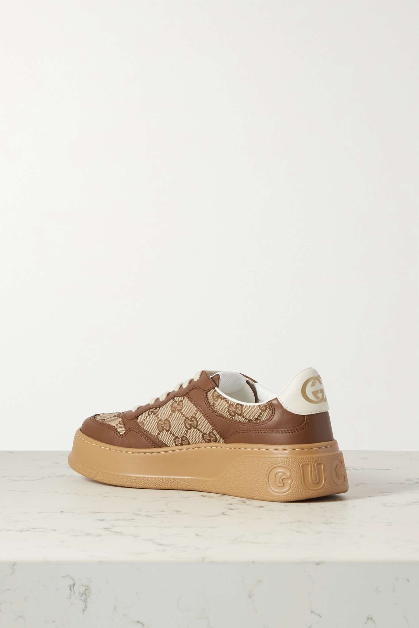 GG leather and canvas sneakers - 3