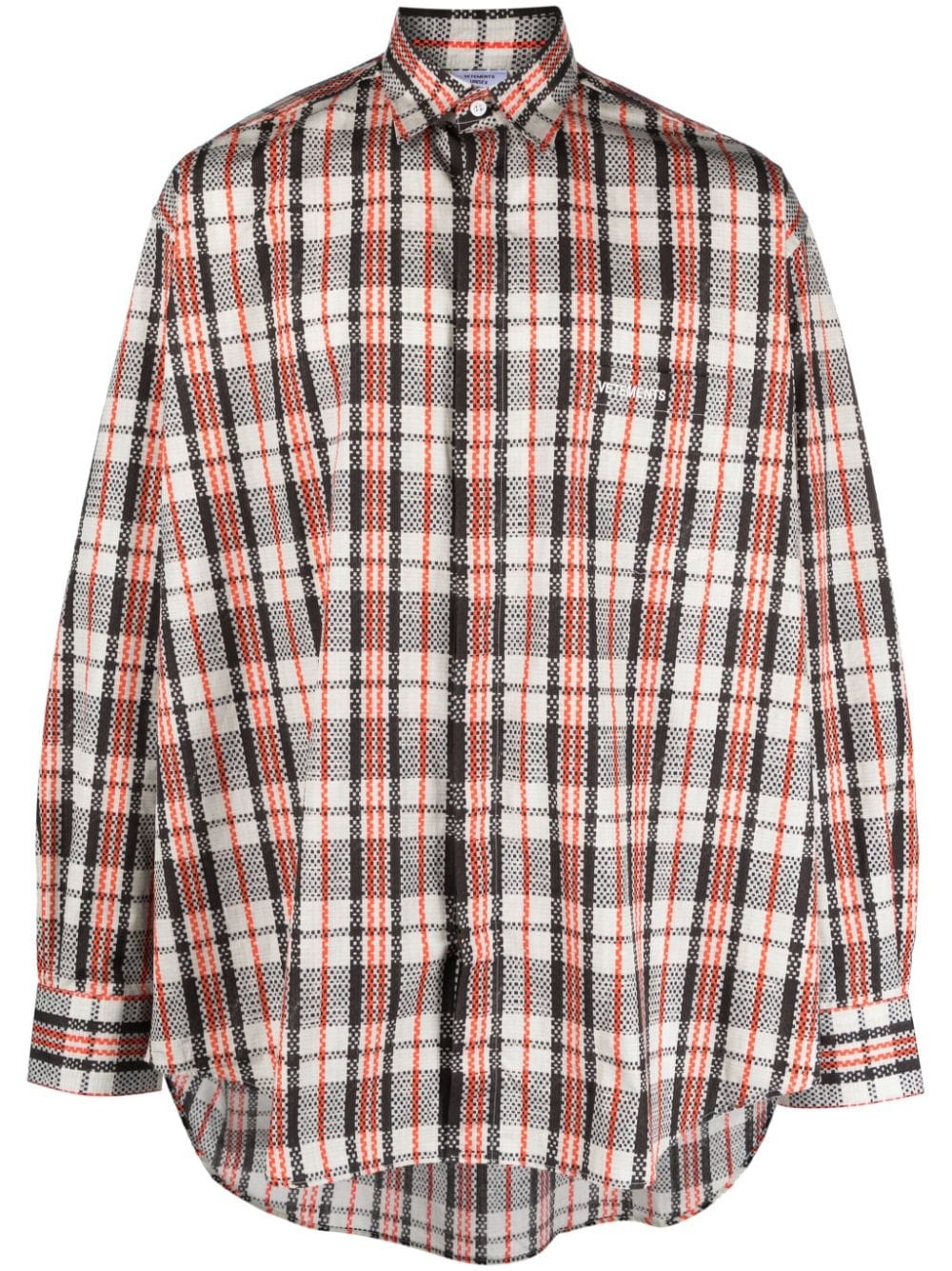 logo-embroidered checked cotton shirt - 1