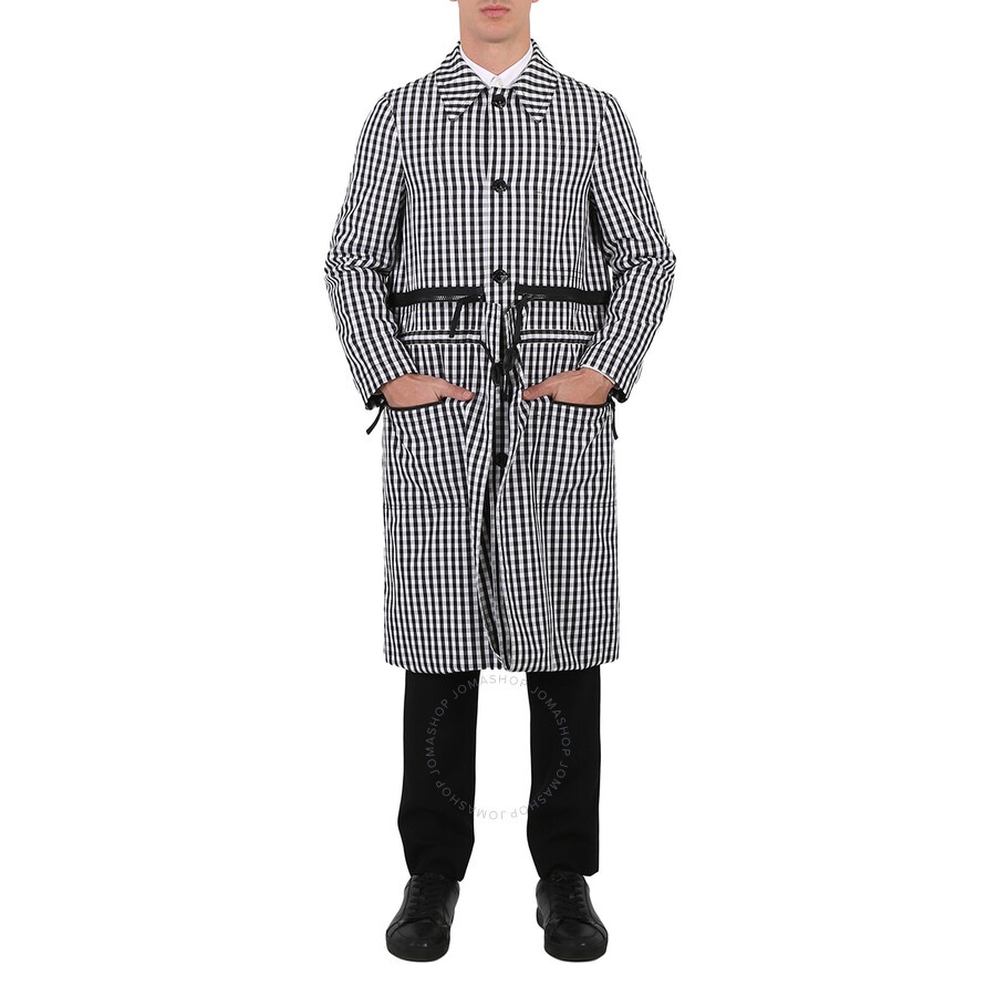 Burberry Men's Black Pattern Gingham Technical Wool Loop-back Car Coat - 3