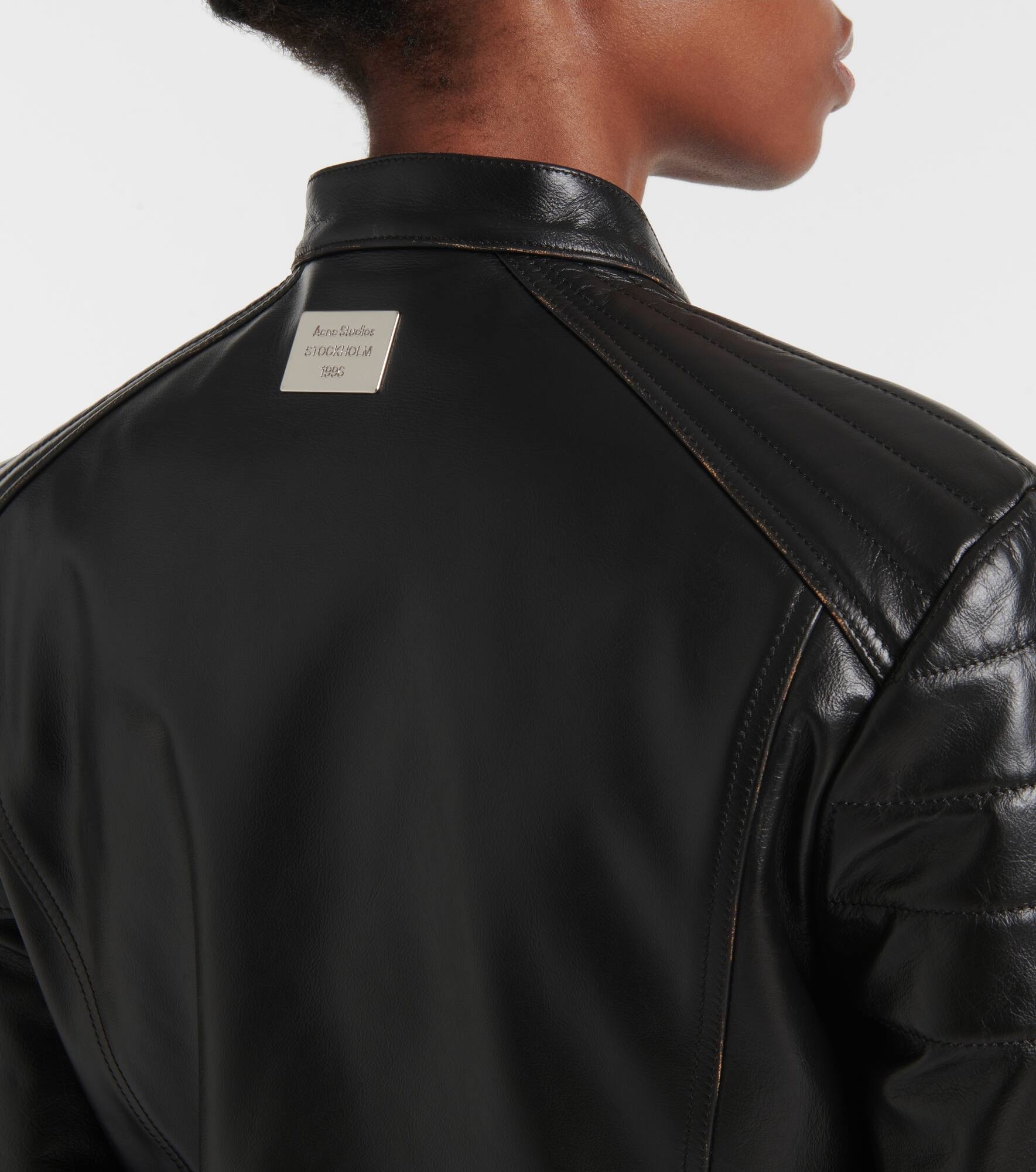 Leather biker jacket - 5