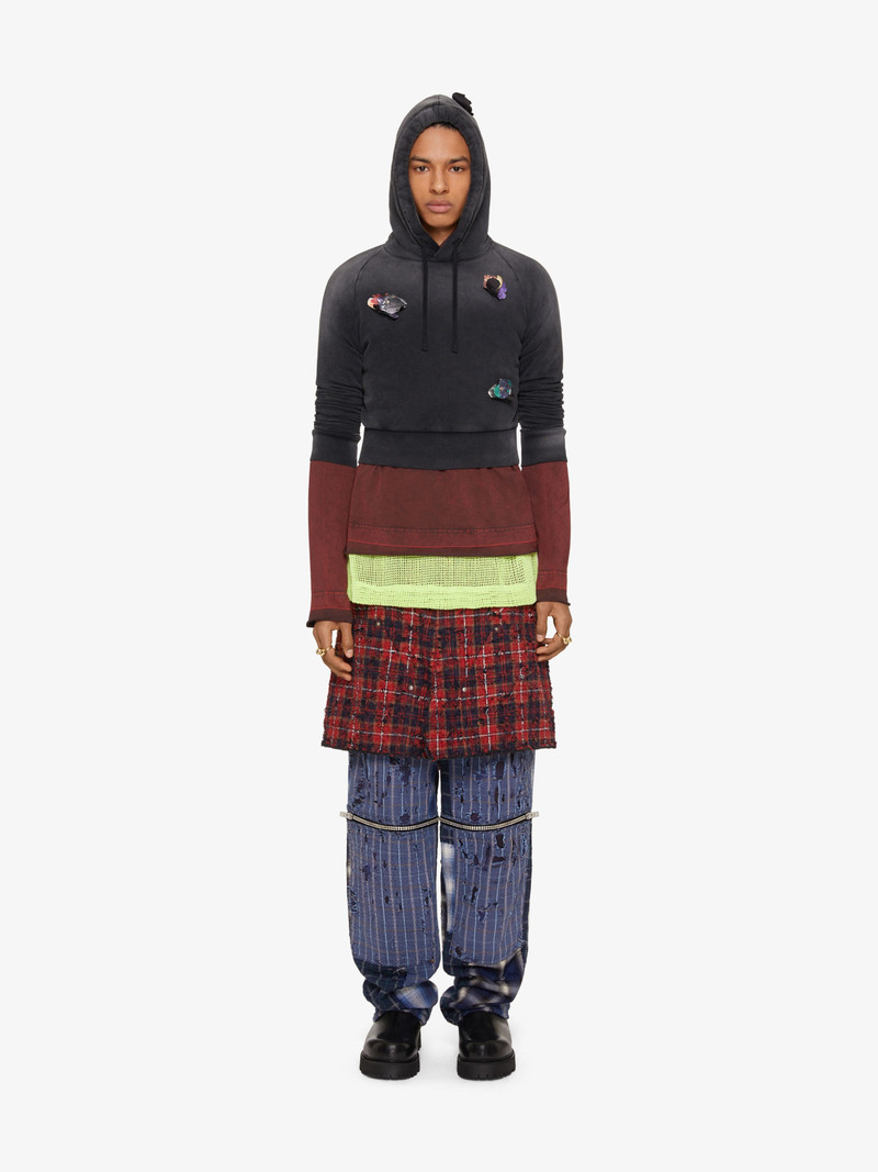 Givenchy OVERLAPPED HOODIE IN COTTON WITH ORNAMENTS outlook