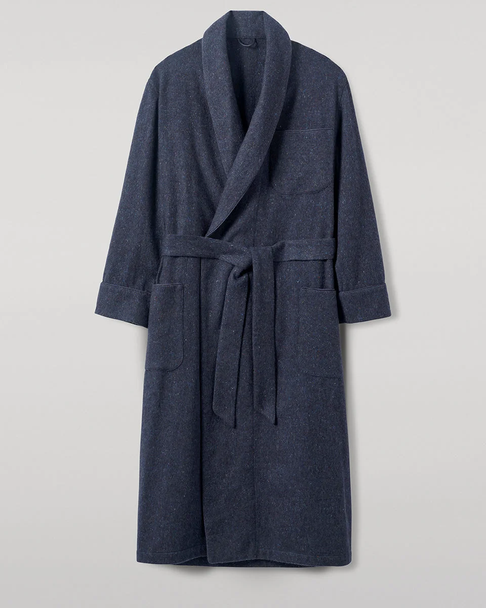Donegal Cashmere Navy Dressing Gown - 1