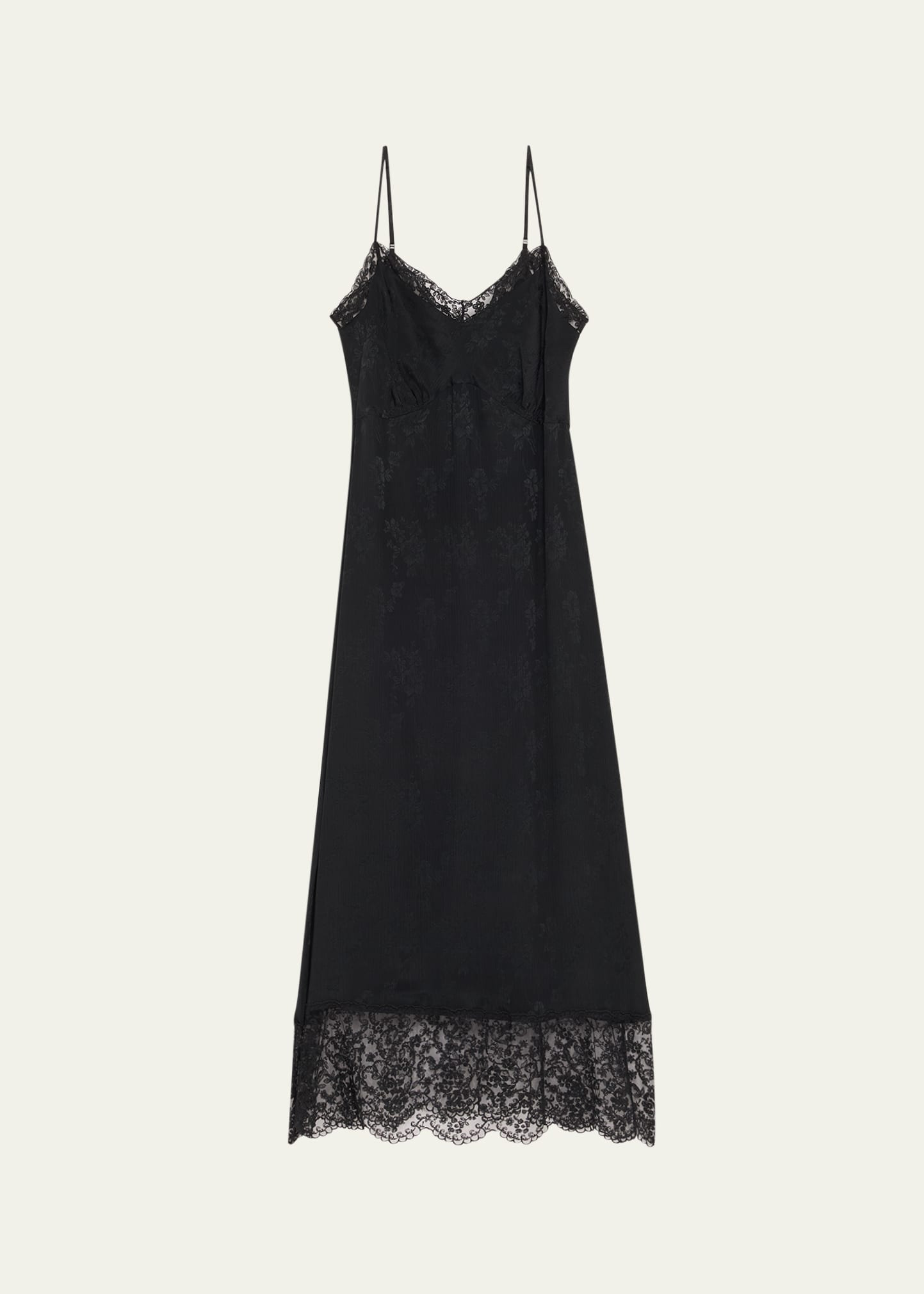 Floral Lace-Trim Slip Dress - 1