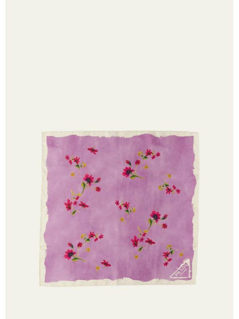Flower-Print Silk Twill Scarf 1