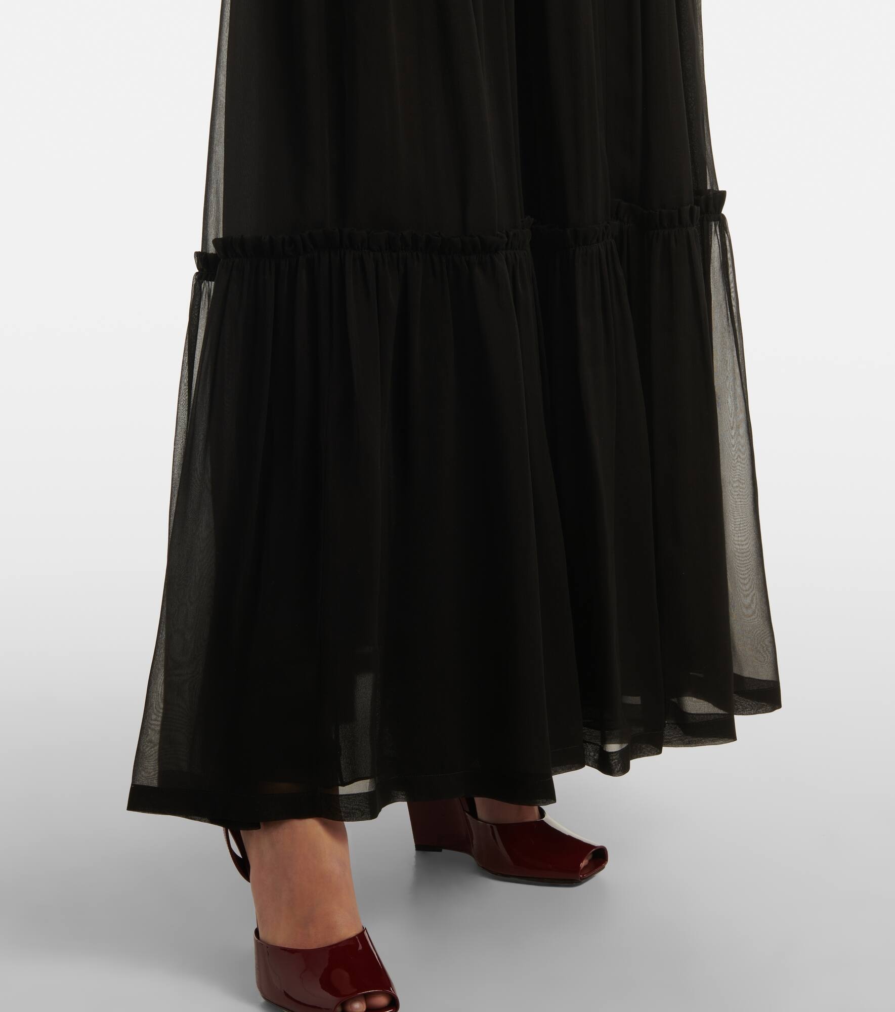 Ruffled silk maxi skirt - 5