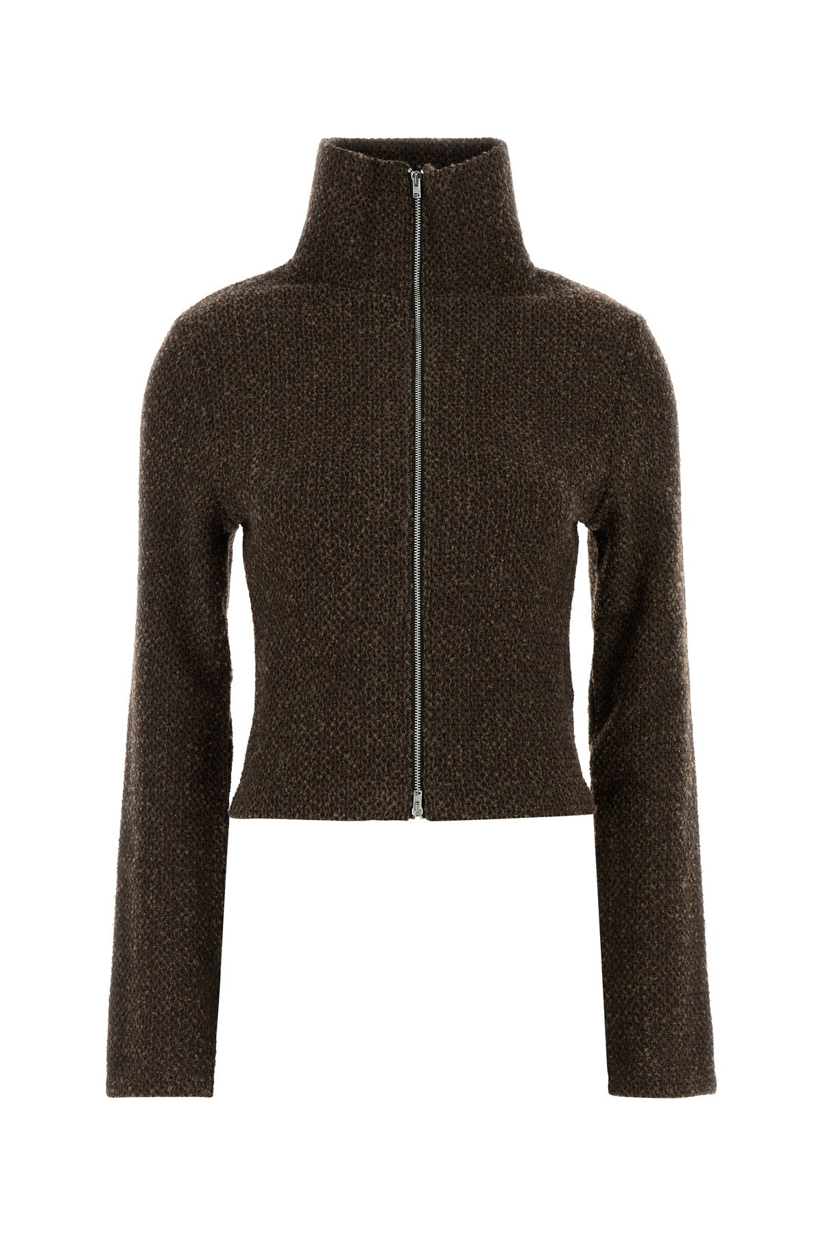 Brown boucle cardigan - 1
