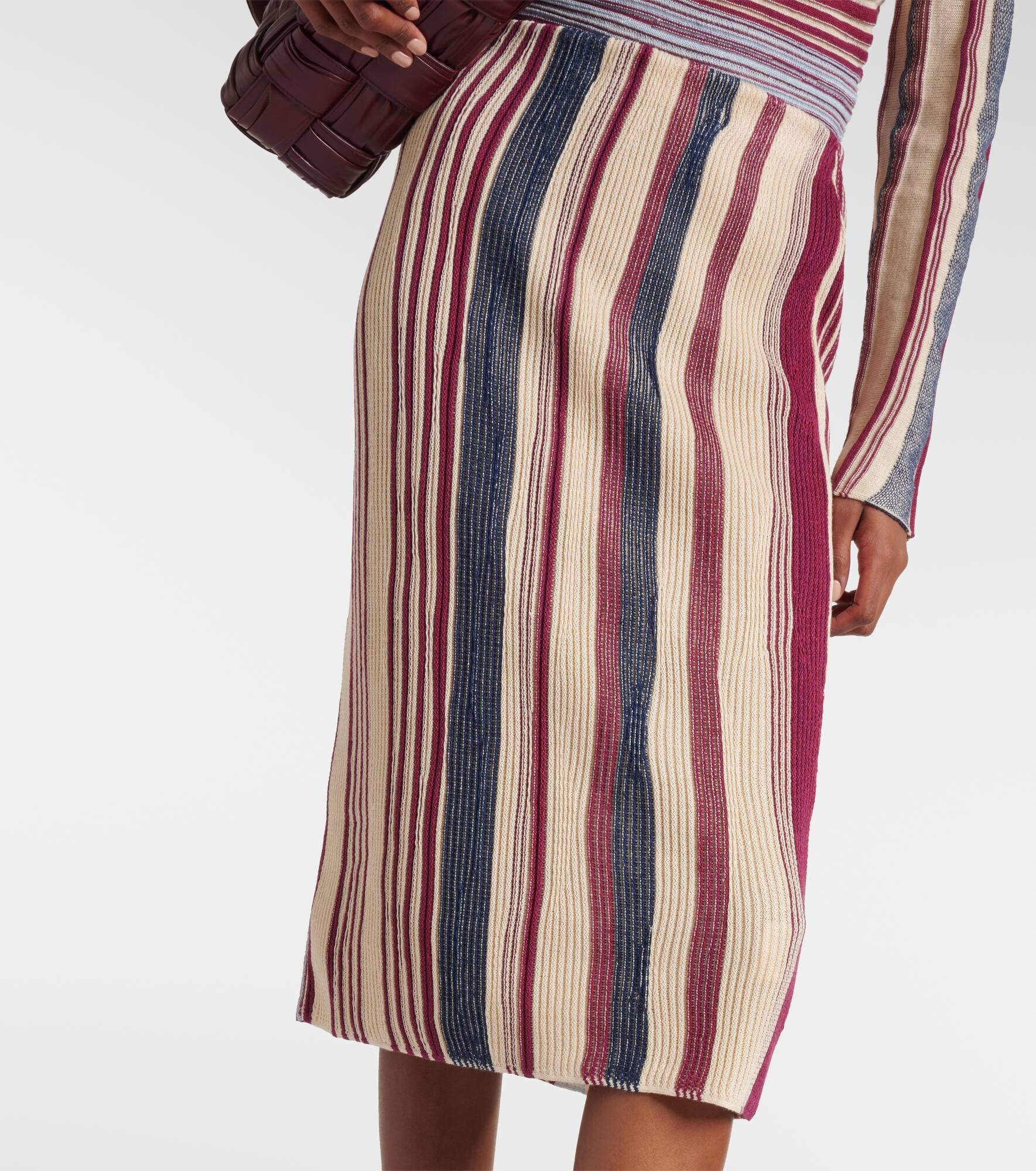 Striped linen and cotton midi skirt - 5