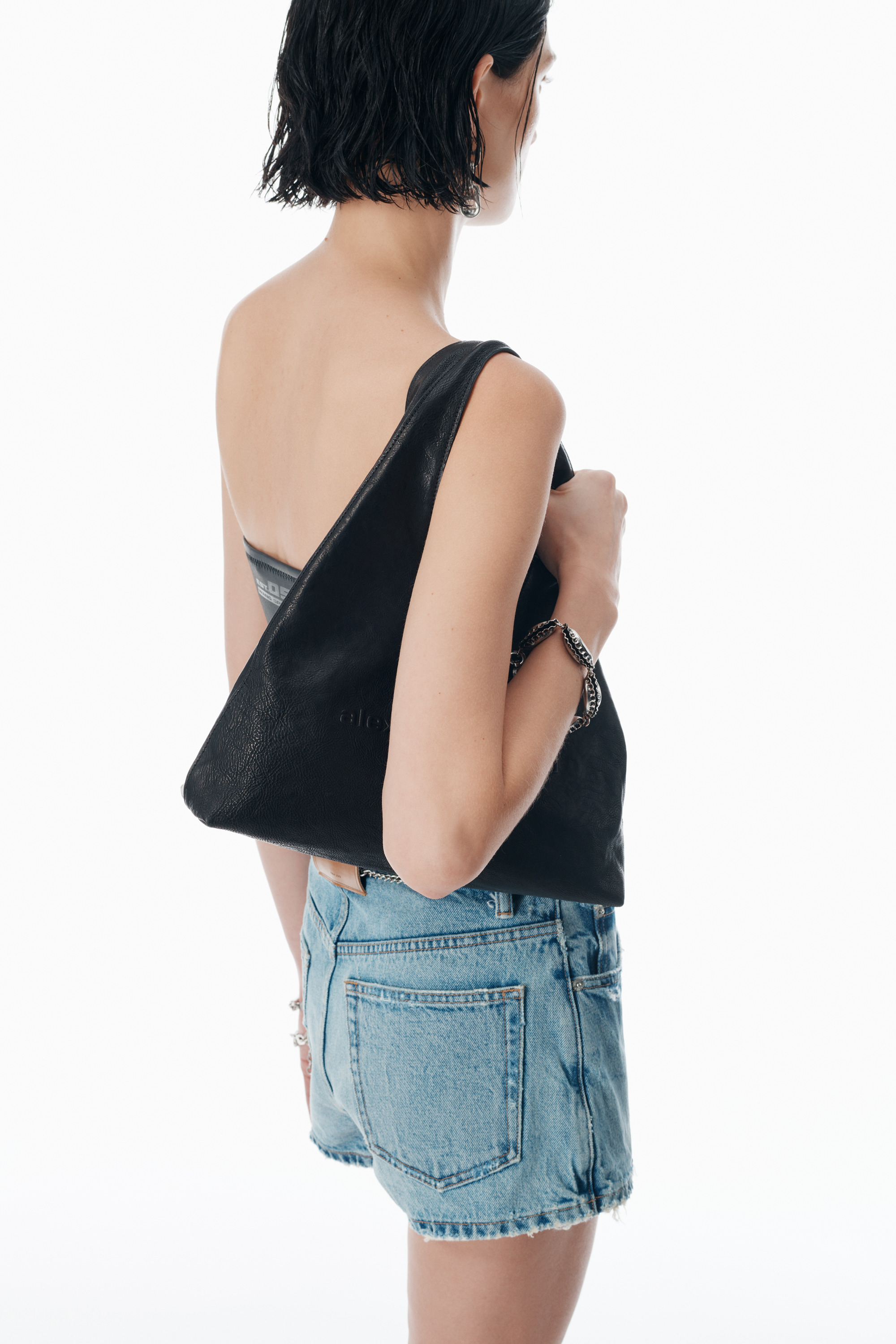 Regen Indigo Denim skort with chain belt - 5