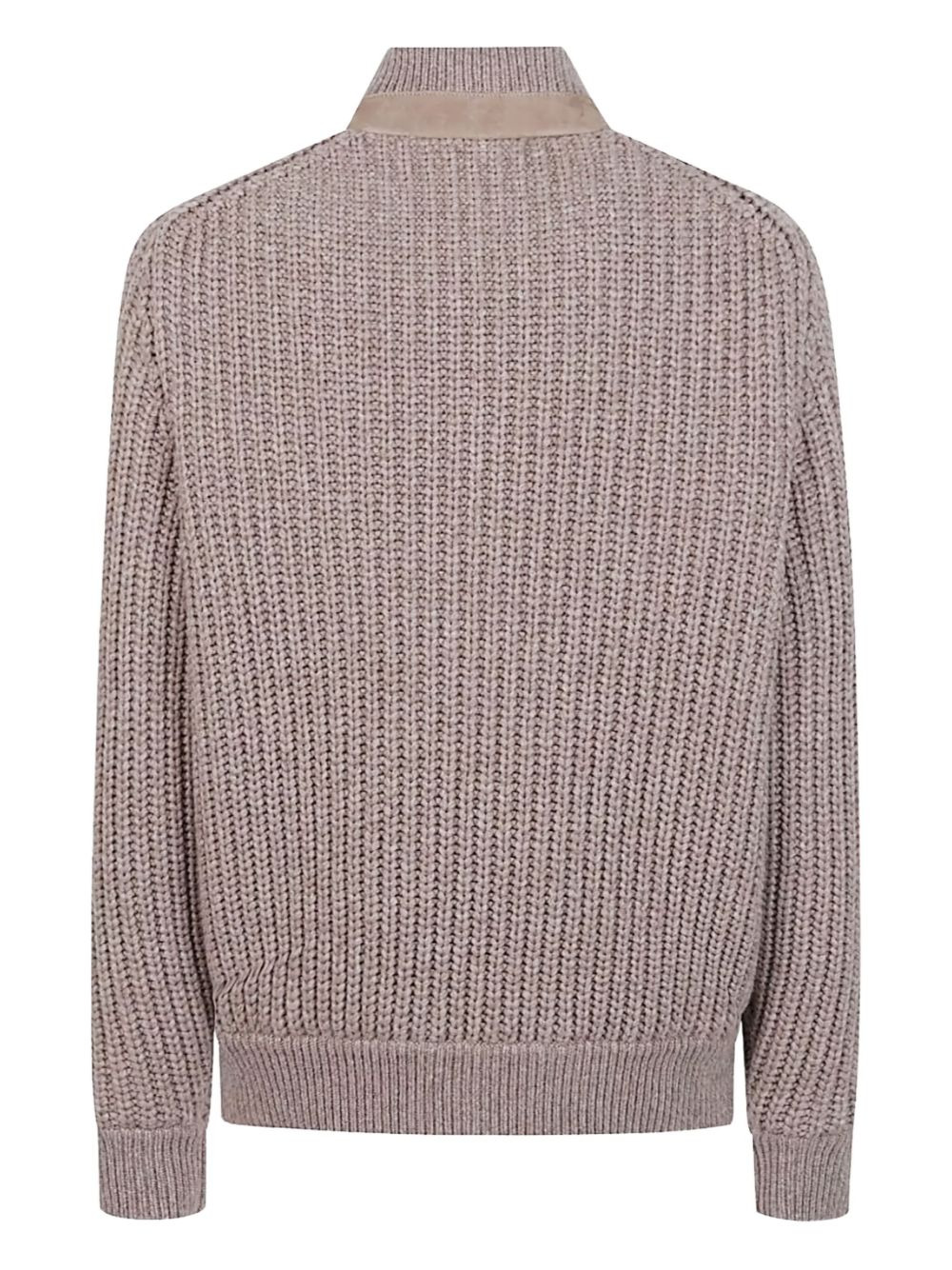 suede knitted-sleeves jacket - 2