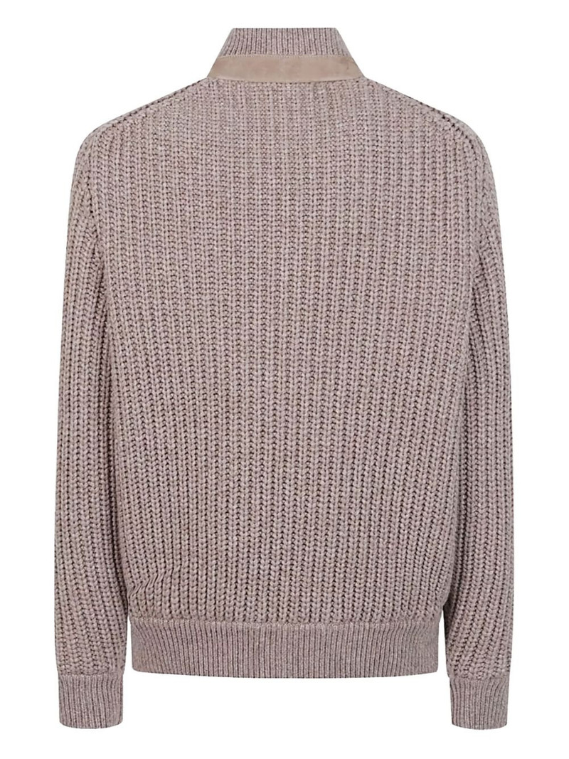 Brunello Cucinelli suede knitted-sleeves jacket outlook
