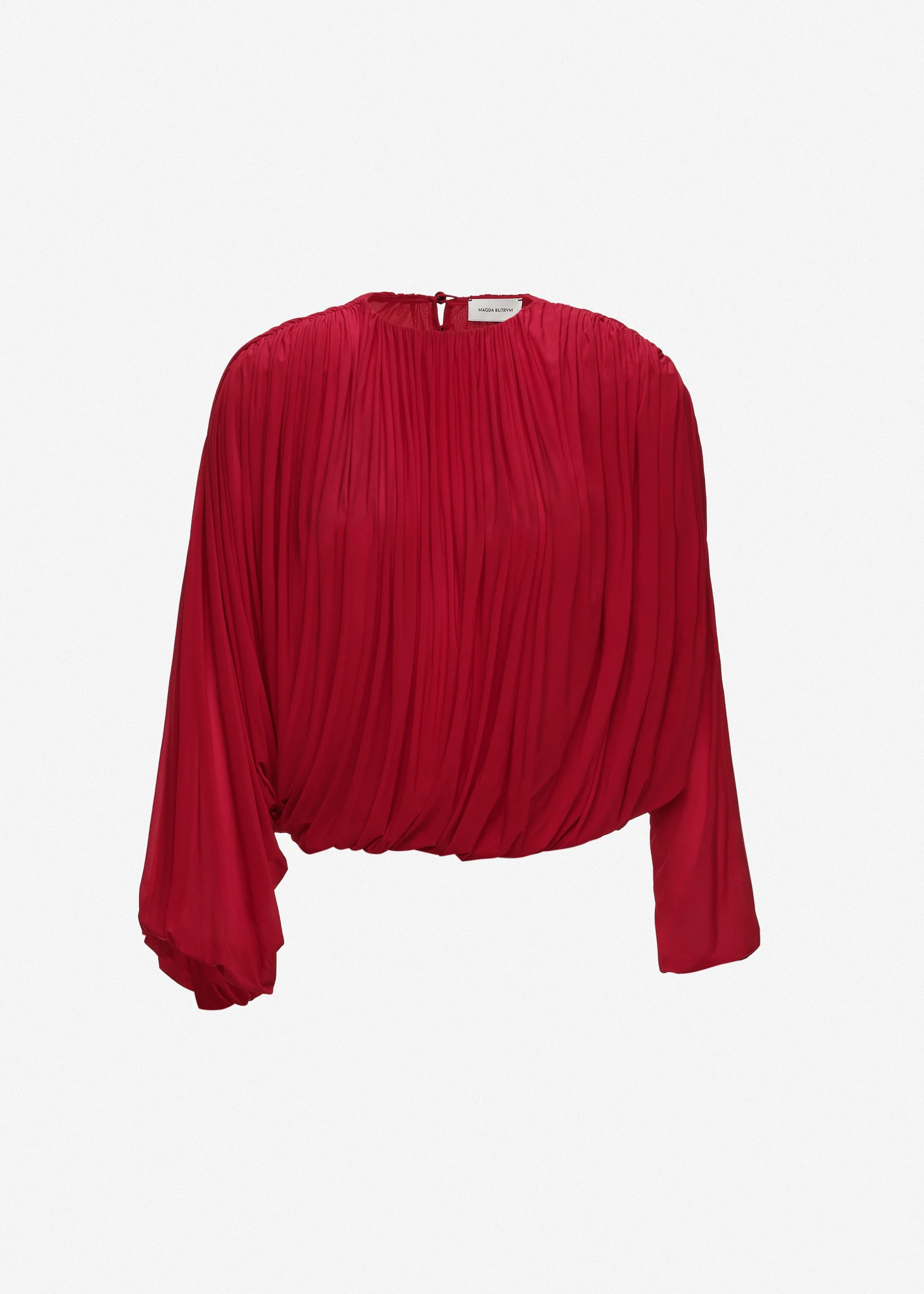 Cupro bubble blouse in red - 1