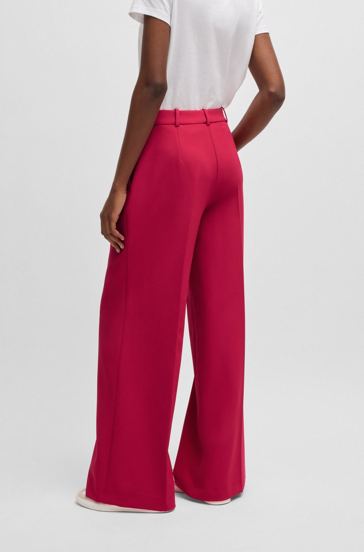 WIDE-LEG TROUSERS IN STRETCH FABRIC - 4