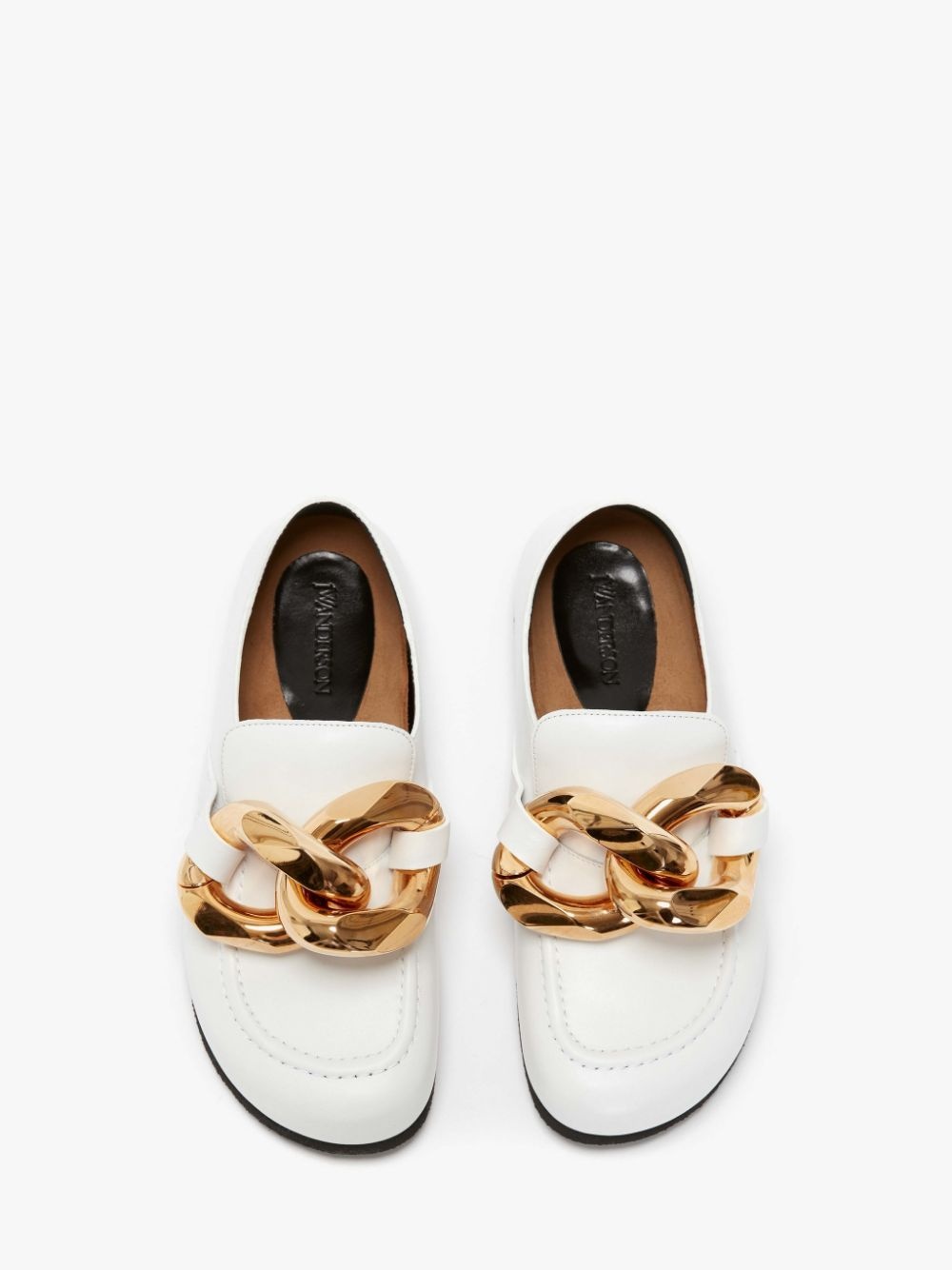 CLOSED BACK LEATHER CHAIN LOAFERS - 4