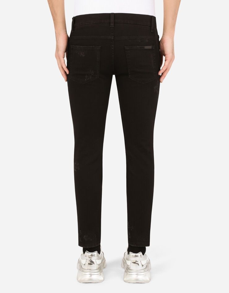 Black repaired skinny jeans with DG patch - 2