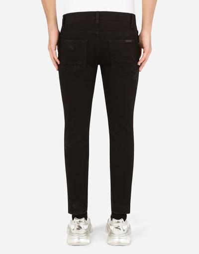 Dolce & Gabbana Black repaired skinny jeans with DG patch outlook