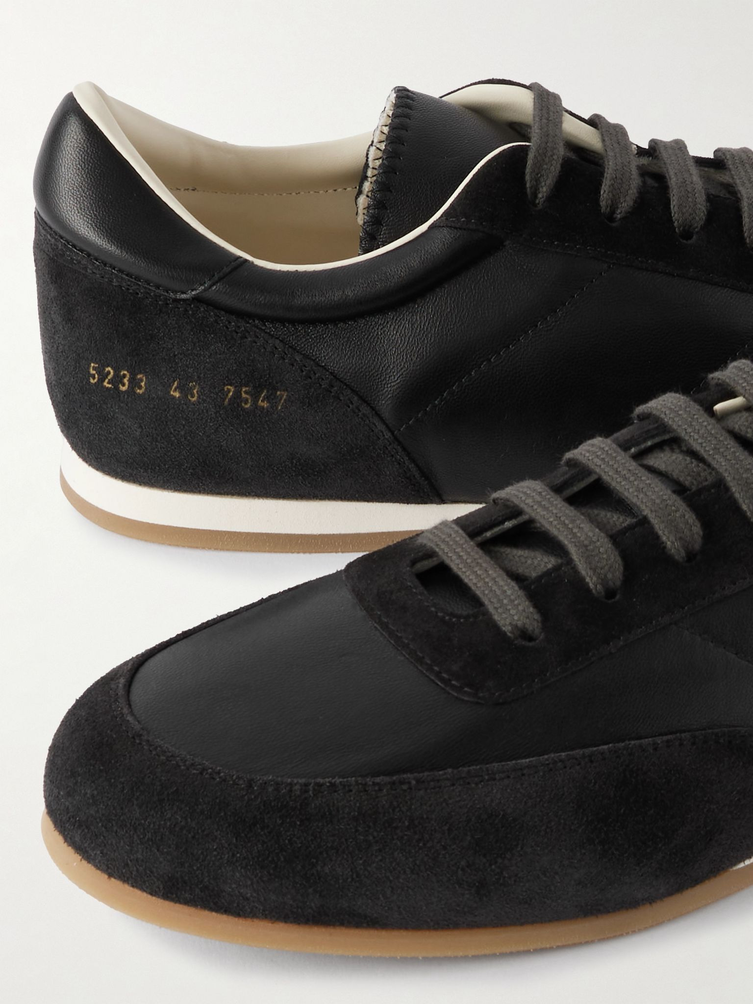 Minimal Runner Suede-Trimmed Leather Sneakers Black - 5