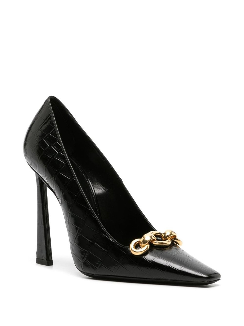 SAINT LAURENT severine pumps in crocodile-embossed patent leather outlook