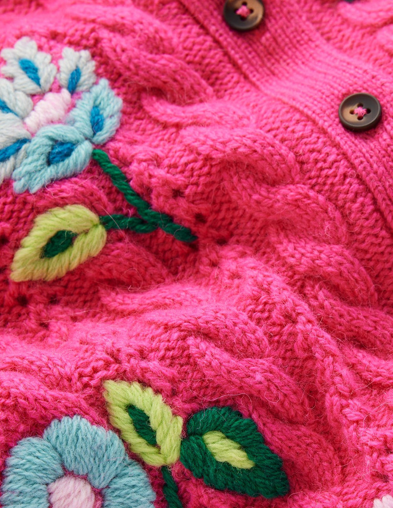 Liv Embroidered Cable Cardigan-Pink Peony 1