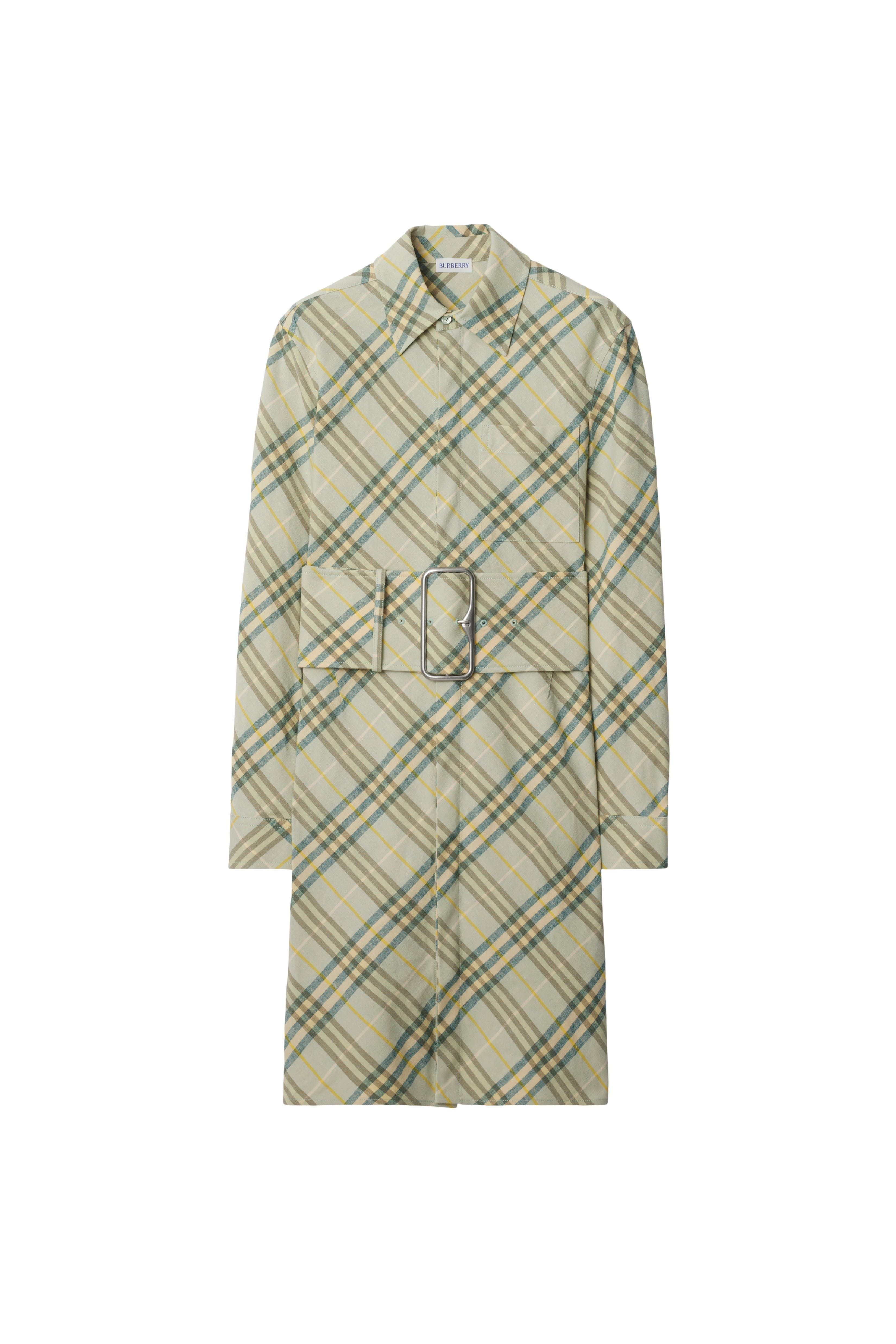 burberry Check Stretch Linen Shirt Dress in Breeze at Nordstrom - 2