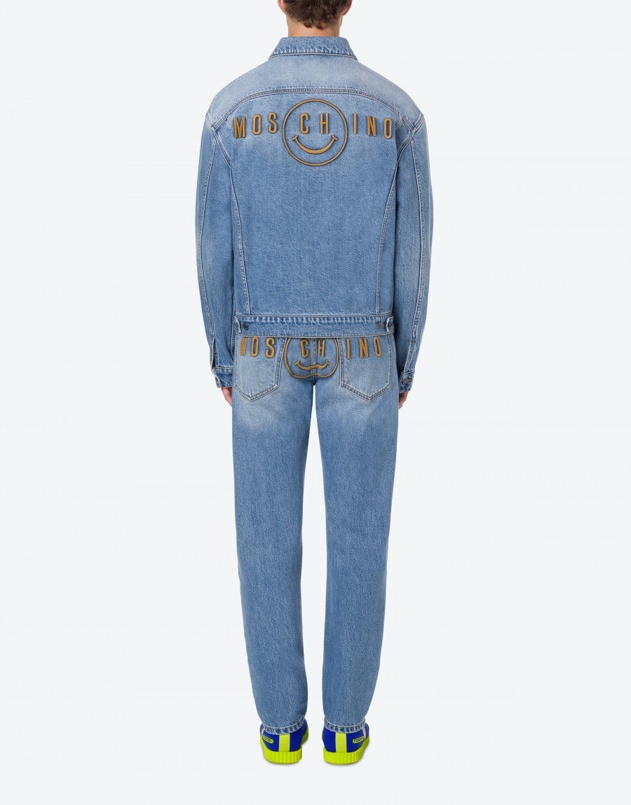 MOSCHINO SMILEY® EMBROIDERY BLUE DENIM JACKET - 2