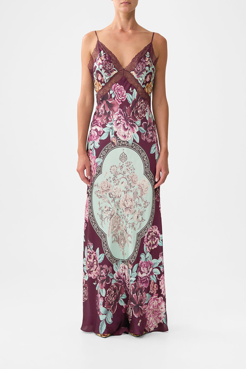 CAMILLA V-NECK LONG BIAS SLIP DRESS WITH TRAIN outlook
