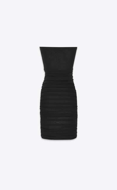 SAINT LAURENT ruched strapless dress in knit outlook