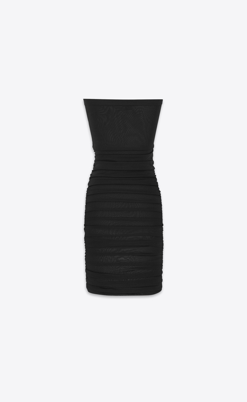 SAINT LAURENT ruched strapless dress in knit outlook