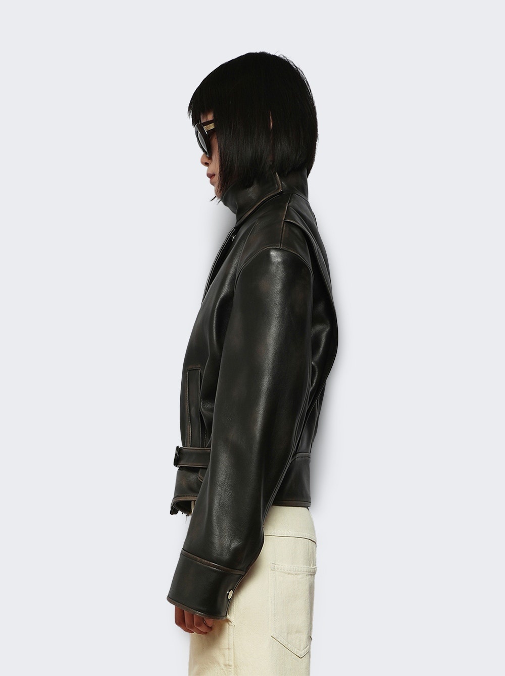 Burnished Eddie Leather Jacket Black - 3
