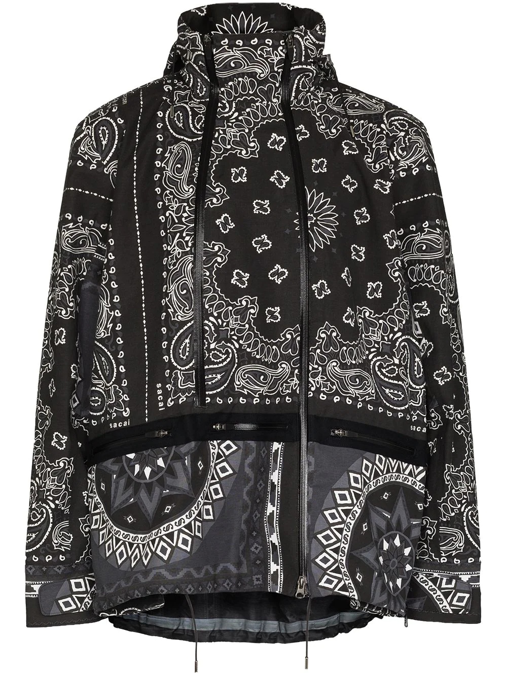 bandana-print hooded jacket - 1