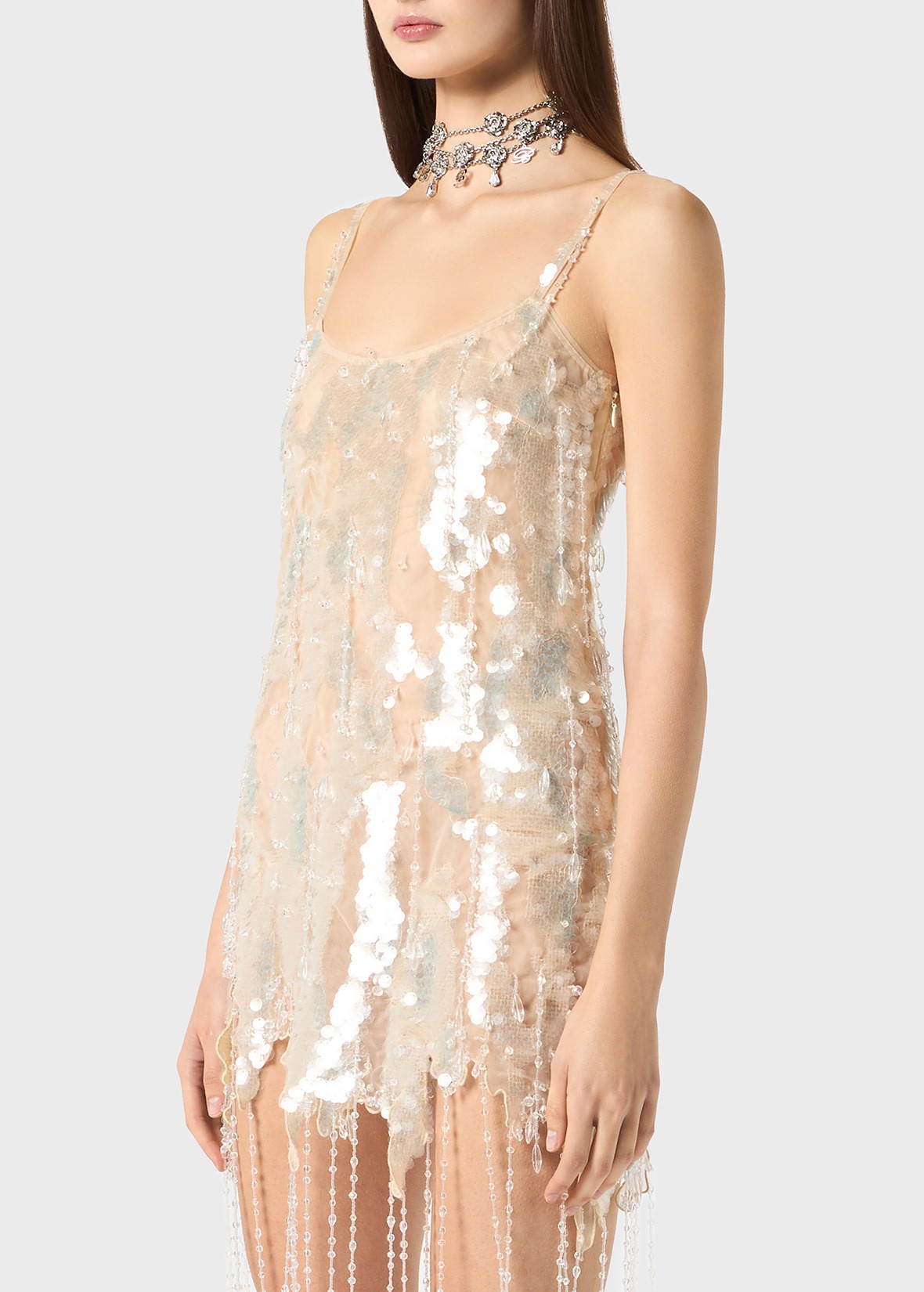 DRESS WITH SEQUIN EMBROIDERY AND FRINGES - 5
