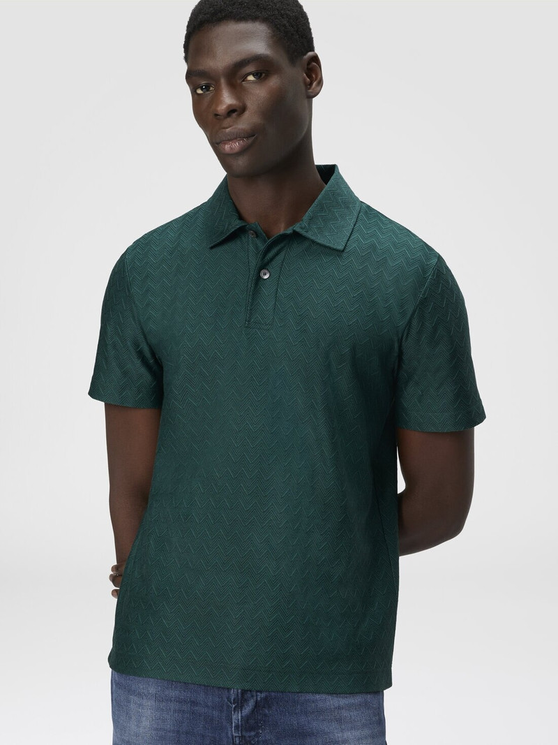 Tonal zigzag cotton jersey polo shirt 4