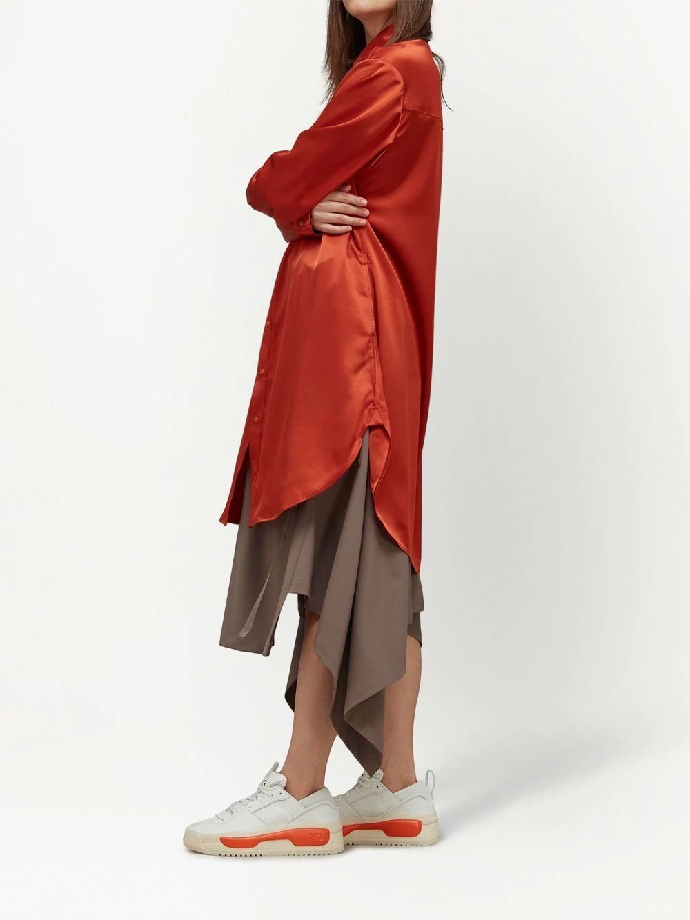 layered shirt midi dress - 3