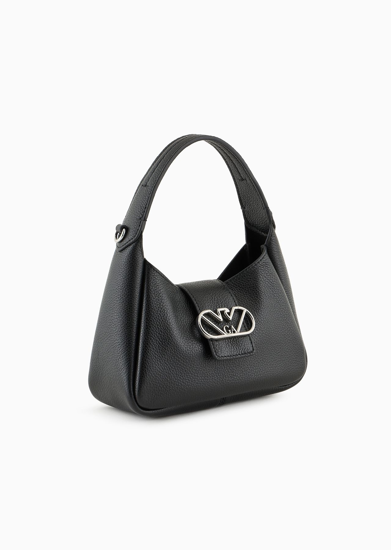 Leather hobo handbag with eagle buckle - 2
